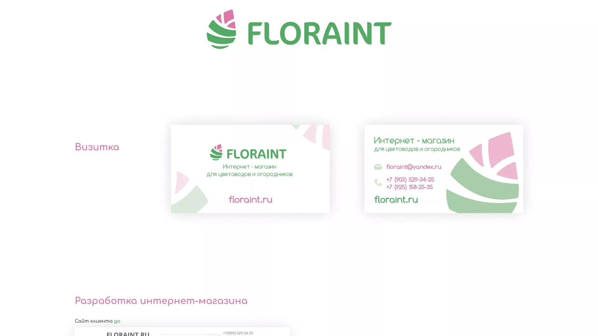 Создание логотипа и интернет-магазина «FLORAINT» в Партизанске